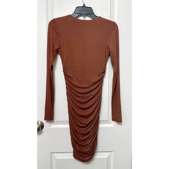 New AFRM Afton Ruched Long Sleeve Jersey Minidress Size M - Picture 6 of 11